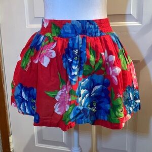 Hollister Red Pink & Blue Floral Skirt Size S